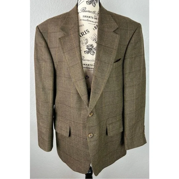 Oscar De La Renta Menswear Wool Sports Jacket Academia Plaid, size 42S - Picture 6 of 10